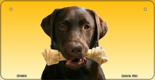Smart Blonde BP-2164 3 x 6 in. Chocolate Lab Novelty Metal Bicycle Pla