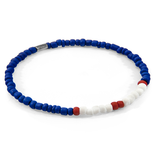 Red - Blue Henry Silver and Glass SKINNY Bracelet