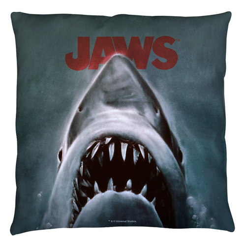 Trevco UNI857-PLO3-20x20 20 x 20 in. Jaws & Shark Throw Pillow, Wh