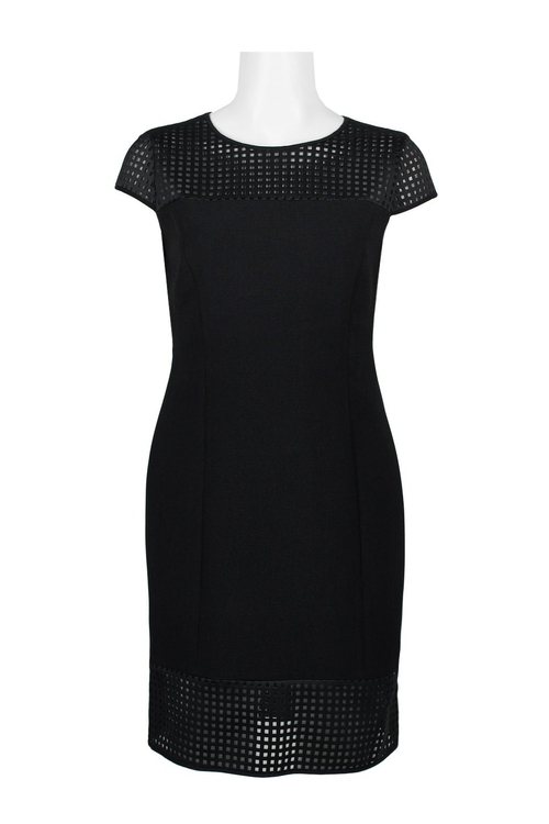 Jones New York Crew Neck Cap Sleeve Bodycon Lazer Cut Zipper Back