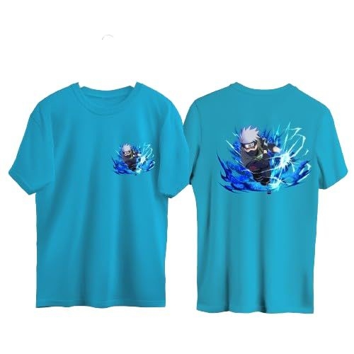 Mens Anime Character Printed Cotton Round Neck Half Sleeves T-Shirt