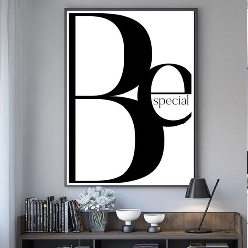 Black and White Letters Be Special Quotes Canvas