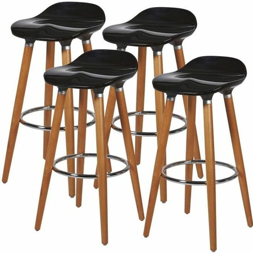 Stool Oslo Brown Black PVC 39 x 33 x 70 cm (4 Pieces)