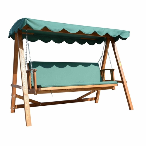 Outsunny 3 Seater Hardwood Reclining Swing Chair with Adjustable Back