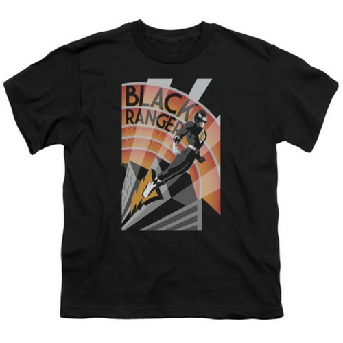 Trevco Power Rangers-Black Ranger Deco Short Sleeve Youth 18-1 Tee- Bl