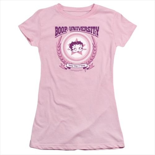 Boop-Boop University - Short Sleeve Junior Sheer Tee, Pink - Small