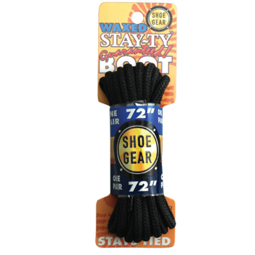 Shoe Gear 375110 72in. Waxed Boot Laces - Black and Black