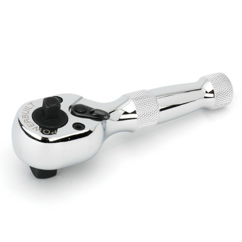 Powerbuilt 1/4in x 3/8in Drive Stubby Dual Head Ratchet Wrench - 940
