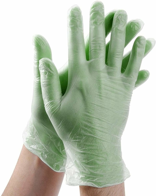 Vinyl Gloves for Industrial Applications. Pack of 300 Green Disposable