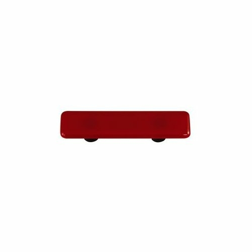 Hot Knobs HK1005-PB Garnet Red Rectangle Glass Cabinet Pull - Black Po