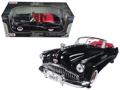 1949 Buick Roadmaster Black with Red Interior 1/18 Diecast Model Car
