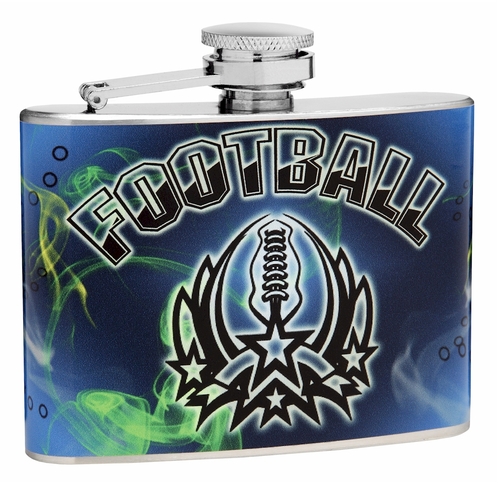 4oz Football Theme Hip Flasks, Gift Box, Funnel and Shot Glasses
