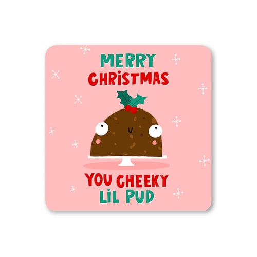 Cheeky Pud Christmas Coaster (Pack of 6)