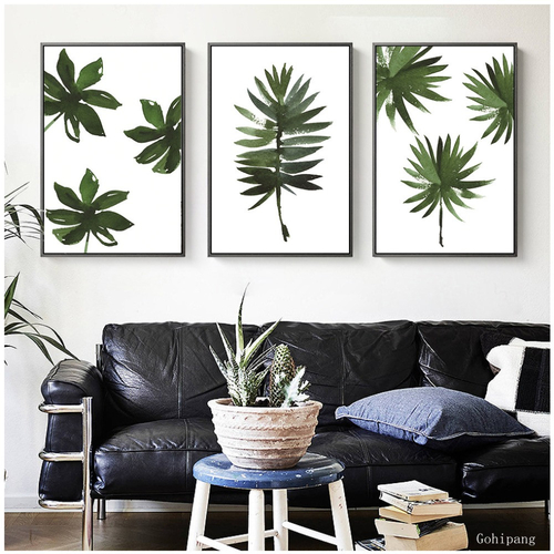 Watercolor Leaves Wall Art Canvas Posters and