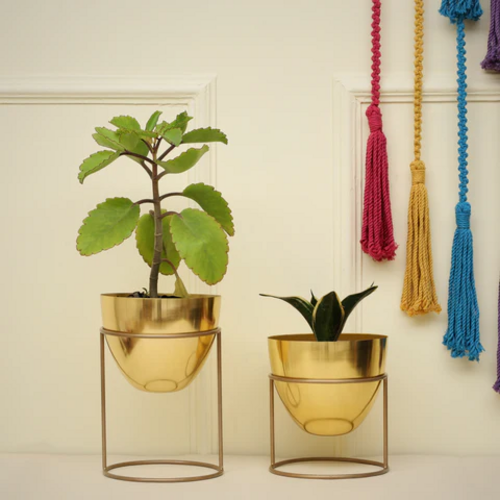 Ovate Gold Planters (Pack of 2)