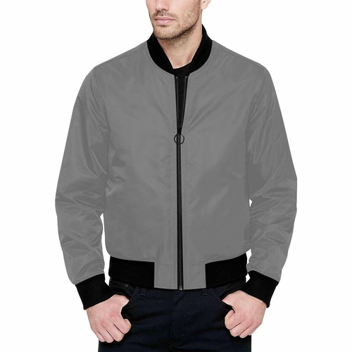 Mens Jacket - Gray and Black Bomber Jacket