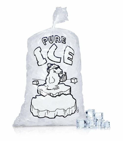 Pack of 500 Wicket Ice Bags 14.25 x 28 + 4. Polar Bear Printed Icebags