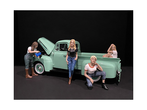 Car Girls in Tees Figurines 4 piece Set for 1/18 Scale Models by