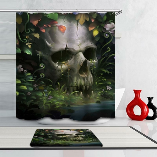 Skull In The Bushes Shower Curtain