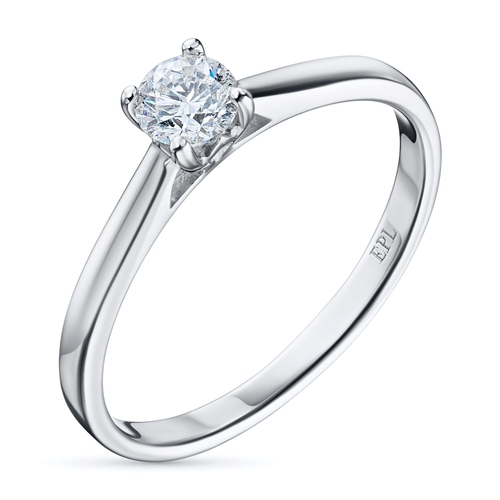 14K White Gold Ring with 1 Round-Cut Lab-Created Diamond 0.34 CT.TW