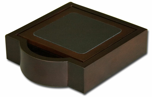 Dacasso A8445 Wood & Leather 4 Square Coaster Set with Holder