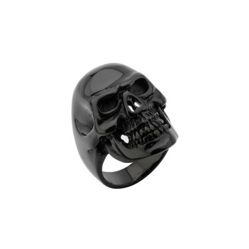 Jewelry  Skull All Teeth Out Stainless Steel Ring - IP Black - 12 in.
