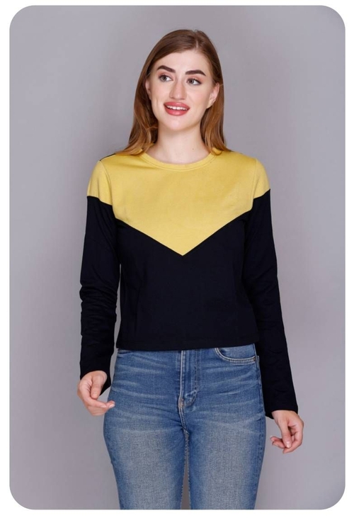 Women Full Sleeve BLACK&YELLOW Sweatshirt (Size-S) (Color-MULTICOLOR)