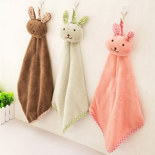 Baby Soft Plush Bath Towel Baby Hanging Bathing