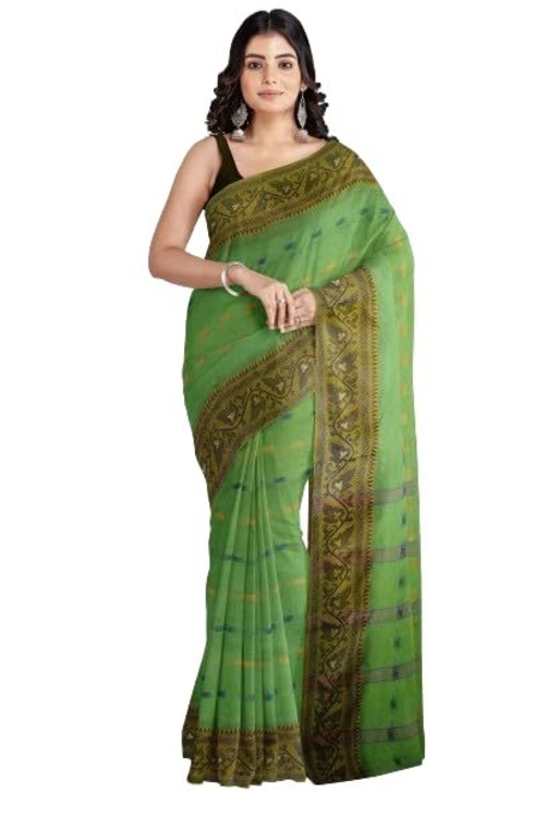 Women'S Tangail Pure Cotton Silk Border Traditional Bengal Handloom