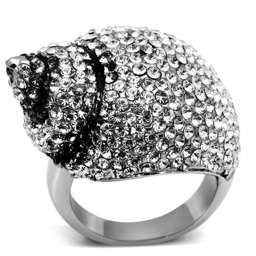 Women High Polished Stainless Steel Ring with Top Grade Crystal in Cle