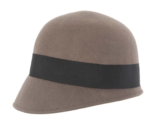 Grey winter fashion bucket hat with bow