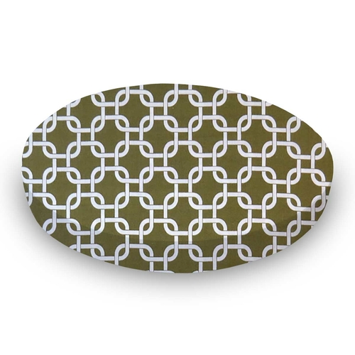 SheetWorld Fitted Round Crib Sheet - 100% Cotton Woven - Sage Links,
