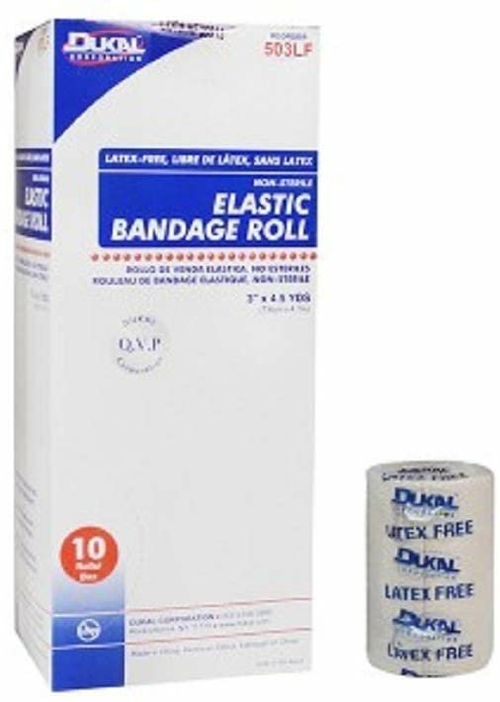 Dukal Elastic Bandages 3 inch x 4.5 Yard. Case of 50 Non-sterile
