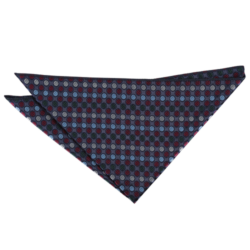 Chequered Polka Dot Handkerchief - Burgundy, Blue & Green