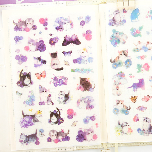 6PCS/ PACK Cute Cat Butterfly Sticker