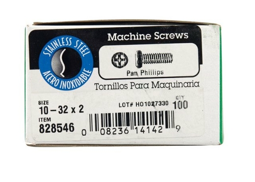 Hillman 828546 10-32 x 2 in. Pan Head Machine Screw  Stainless Steel -