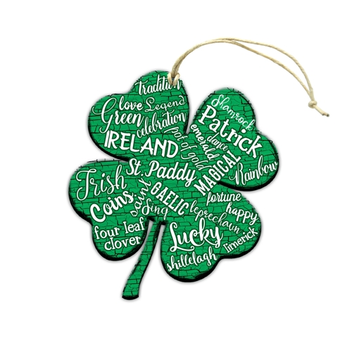 Designocracy 99752W-O Ireland Clover Wooden Ornament