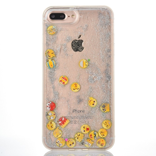 Silver Glitter Sand Emoji iPhone Case