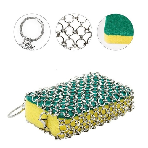 Durable Stainless Steel Chainmail Net Pot Brush