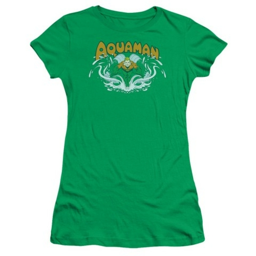Trevco Dc-Aquaman Splash - Short Sleeve Junior Sheer Tee - Kelly Green