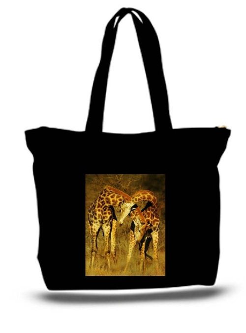 Photo Of Giraffes Large Tote Grocery & Stuff Bag