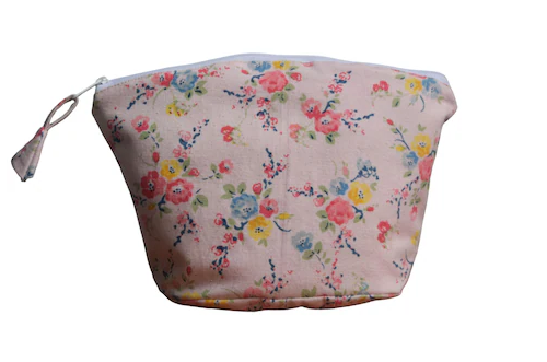 Pink Small Floral Cosmetic And Travel Pouch For Ladies And Girls
