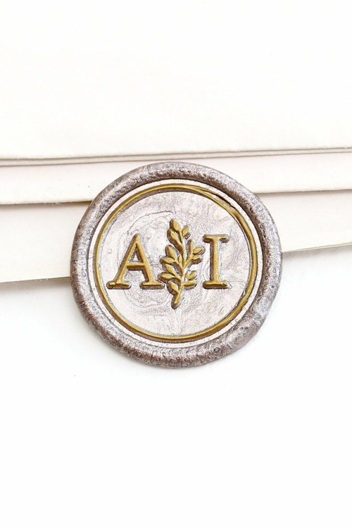 Custom leaf initials Wedding wax seal stamp, Personalized