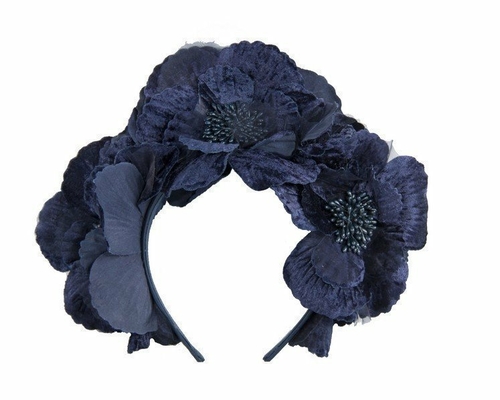 Navy flower halo fascinator