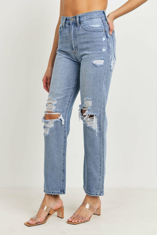 JBD HIGH WAISTED DISTRESSED LOOSE FIT JEAN