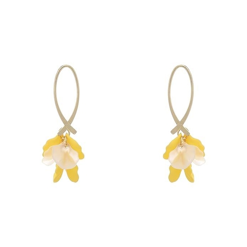 Dainty Leaf Dangler Earrings Drops & Danglers Yellow Colour for women