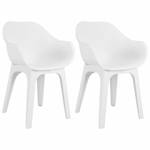 Garden Chairs with Armrests 2 pcs White Plastic
