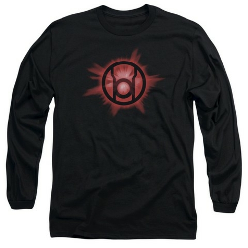 Trevco Green Lantern-Red Glow Long Sleeve Adult 18-1 Tee, Black - 