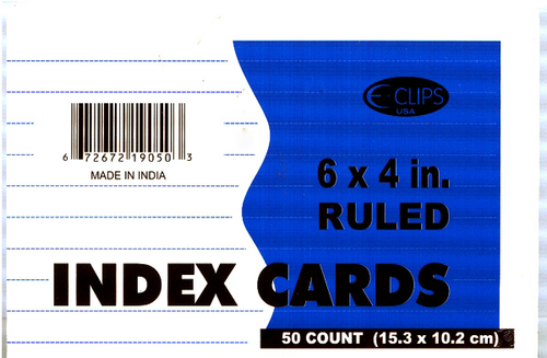 Index Cards - Ruled - 50 count - 4" x 6"