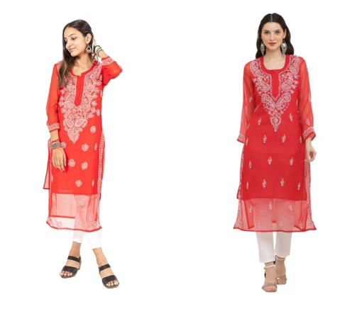 Chikankari Georgette Kurti for Girls & Women PACK OF 2 (DIFFRENT